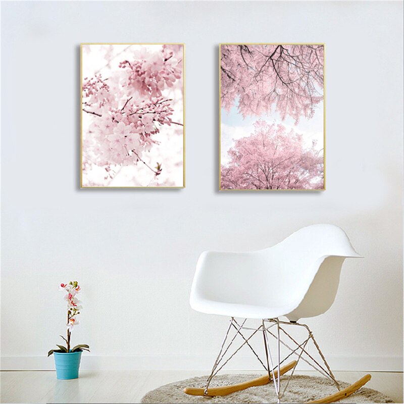 Pink Rose Peony Cherry Blossoms Canvas Art