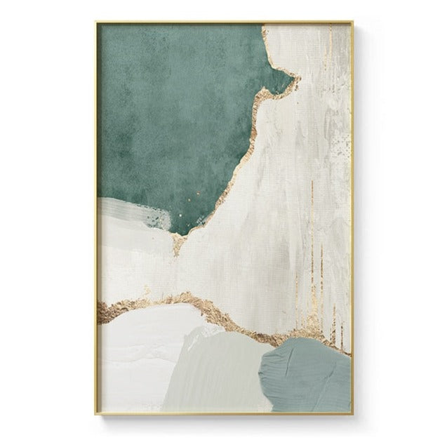 Green White Gold Marble Canvas Art