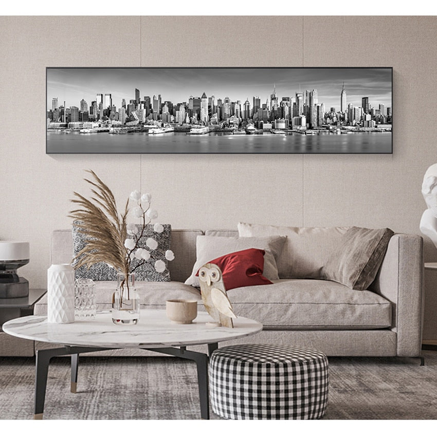 Black and White New York City Landscape Wall Art Canvas