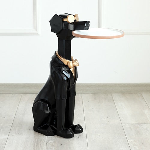 Sitting Dog Tray Statue