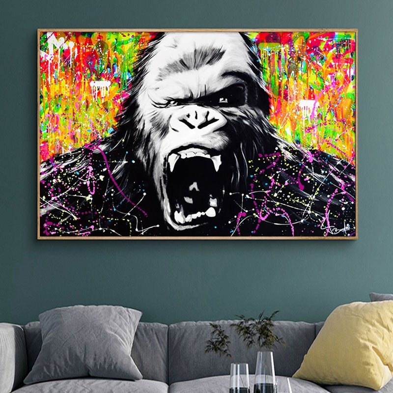 Angry Gorilla Pop Art Canvas