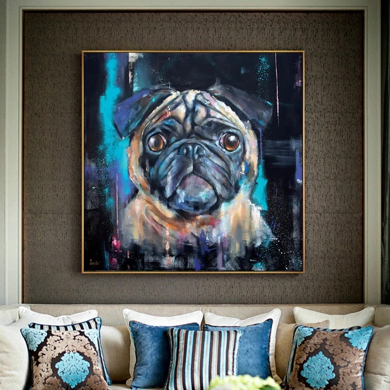 Colorful Wolf Cute Pug Canvas Art