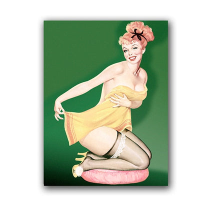 Vintage Pin Up Girl Sexy Women Canvas Art