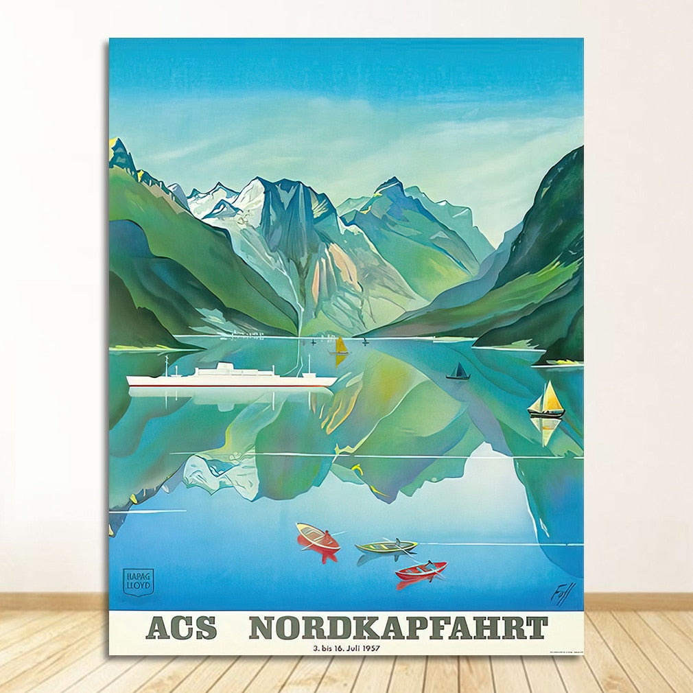 Ski in Norway Norge Fjords Canvas Art