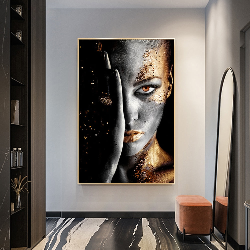 African Black and Gold Woman Canvas Art