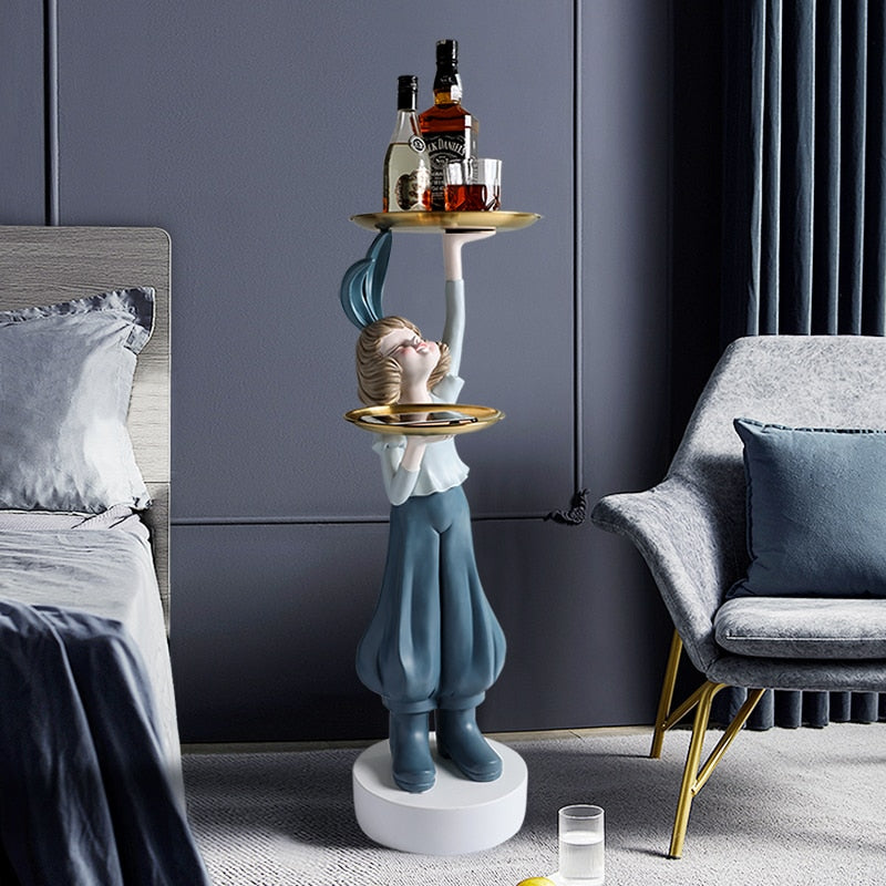 Modern Girl Tray Statue