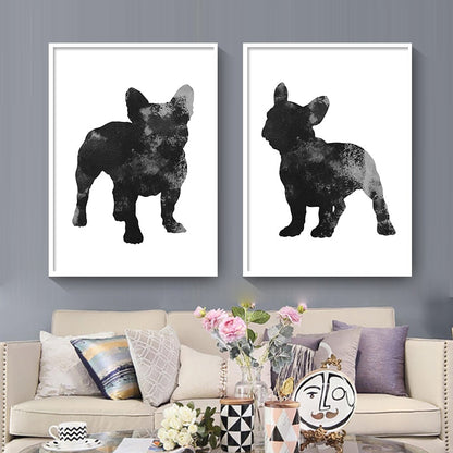 Black and White French Bulldog Canvas Art