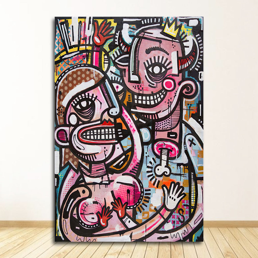 Graffiti Street Art Joachim Abstract Colorful Canvas Painting Art