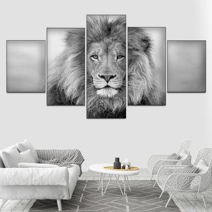 Black and White Lion Canvas Art