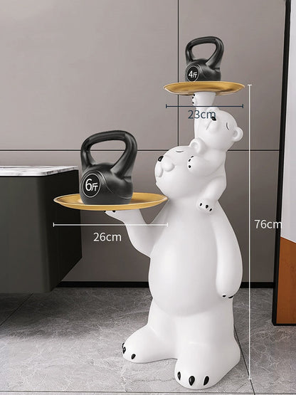 Polar Bear Cub Statue with Trays