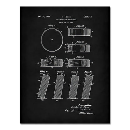 Hockey Patent Blueprint Canvas Art