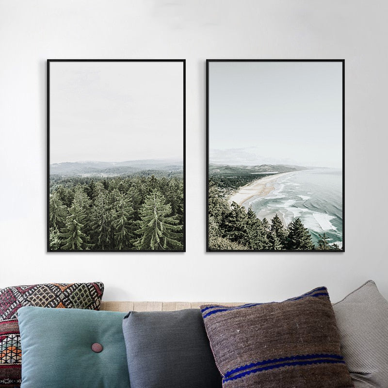 Forest and Sea Landscape Canvas Art