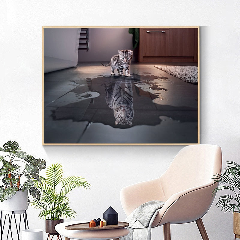 Cat Reflection Canvas Art