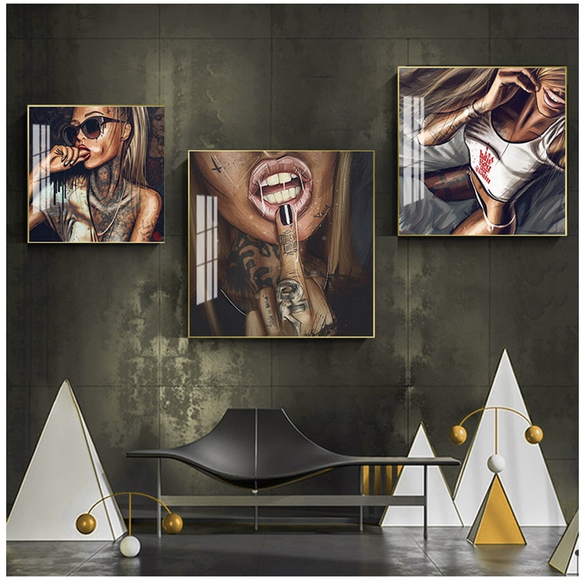 Cool Sexy Tattoo Girl Canvas Art