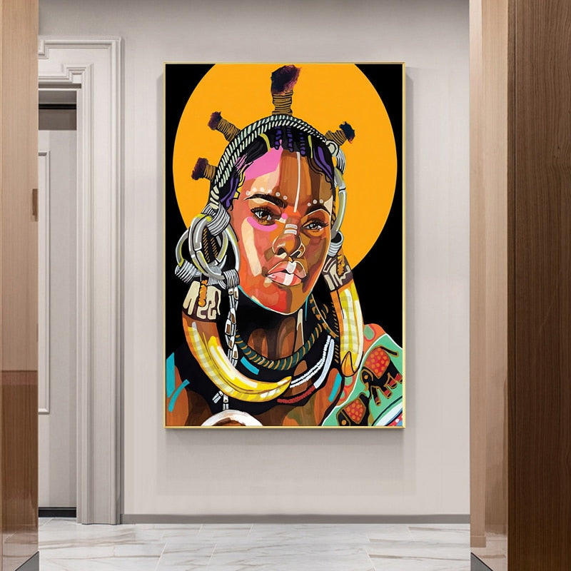 African Tribal Illustration Canvas Art