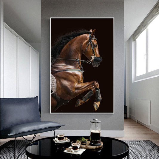 Running Brown Horse Canvas Art