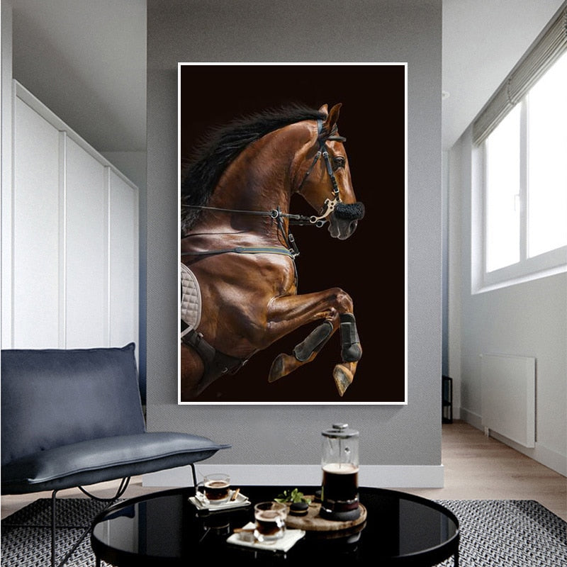 Running Brown Horse Canvas Art