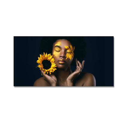 Black Women Sunflower Canvas Art