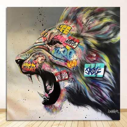 Roaring Lion Graffiti Canvas Art