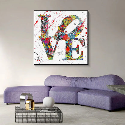 Colorful Graffiti Love Hope Wall Art Canvas