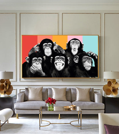 Funny Monkeys Graffiti Canvas Art