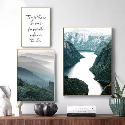 Nordic Scandinavian Mountain Landscape Canvas Art