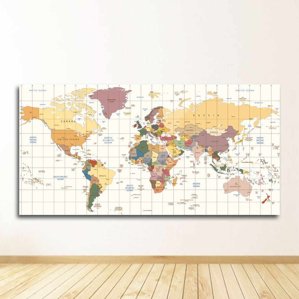 World Map Canvas Art