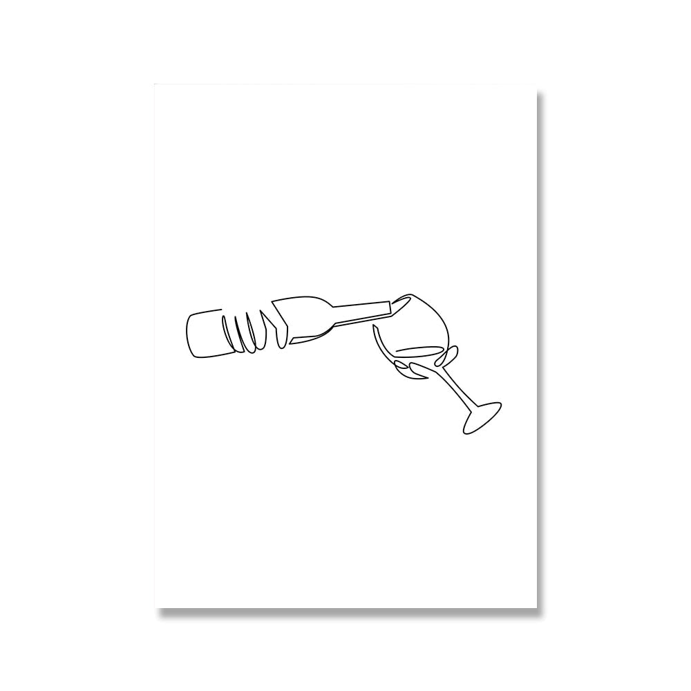 Minimalist Abstract Line Wine Glass Canvas Art