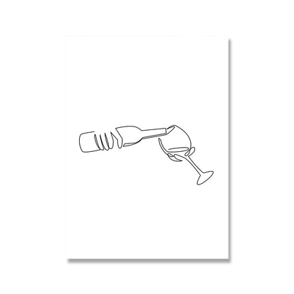 Minimalist Abstract Line Wine Glass Canvas Art