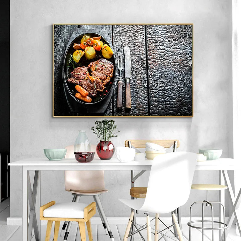 Steak Kitchen Restaurant Wall Art Canvas