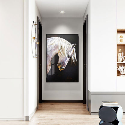 Artistic White Horse Canvas Art