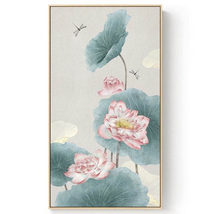 Chinese Style Flower White and Blue Canvas Art