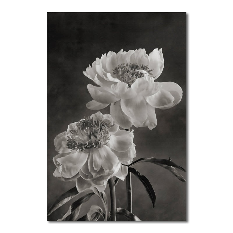 Black and White Flower Canvas Art