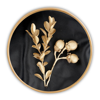 Luxury Round Golden Leaf Canvas Art