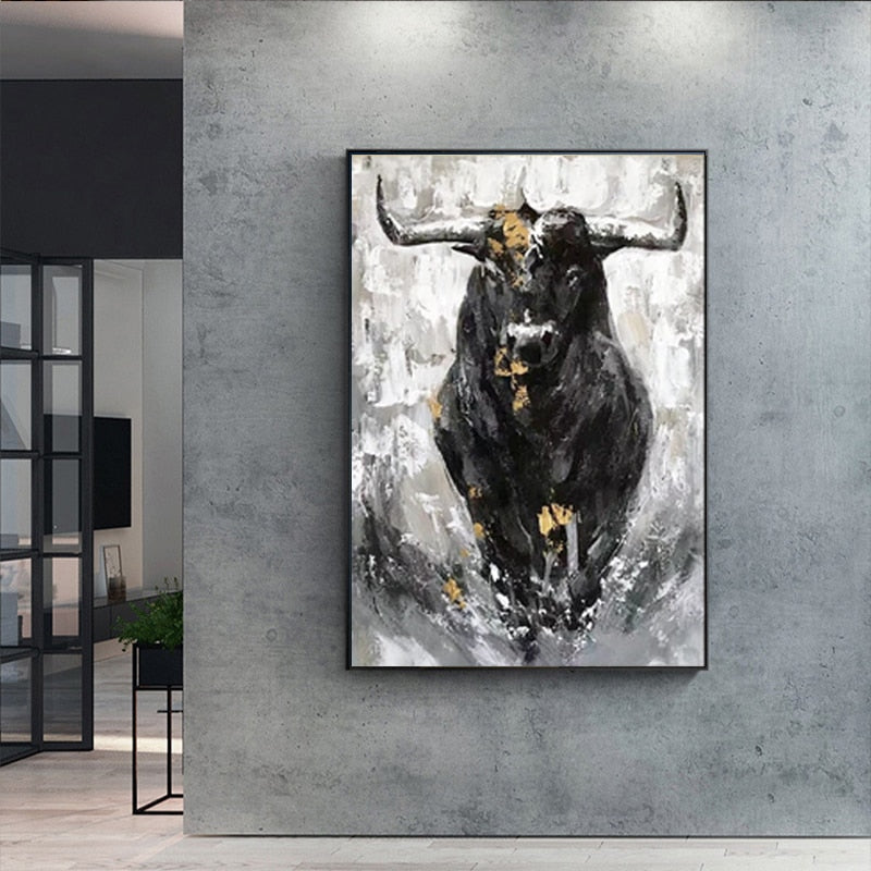 Black Bull Canvas Art