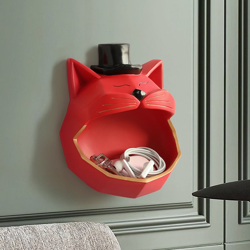 Big Mouth Cool Cat Storage Wall Decor Statue