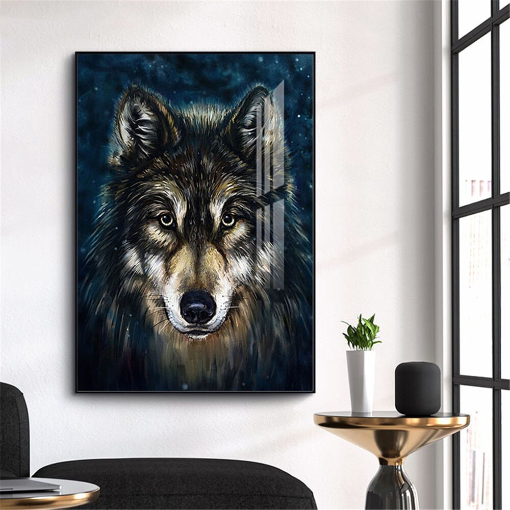 Tiger Lion Wolf Close Up Canvas Art