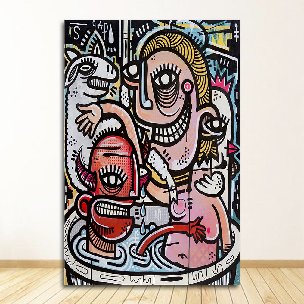 Graffiti Street Art Joachim Abstract Colorful Canvas Painting Art