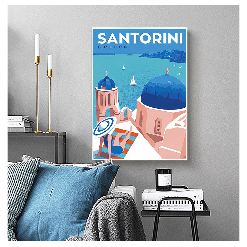 Greece Santorini Island Art Canvas