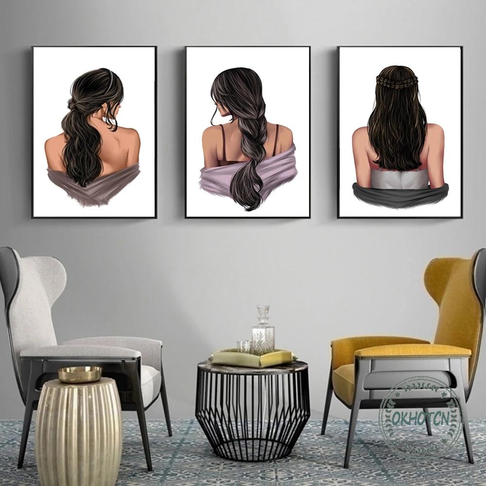 Hairstyle Woman Back Canvas Art