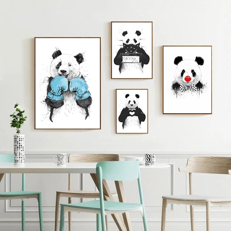 Cute Panda Bamboo Canvas Art