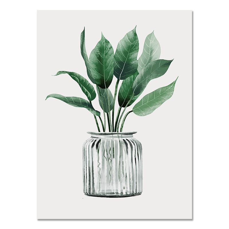 Simple Green Plant Canvas Art