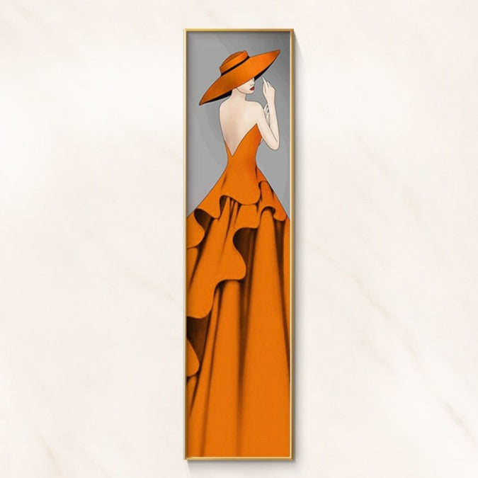 Orange Dress Fashion Woman Canvas Art