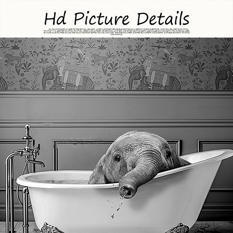 Baby Elephant in Bathtub Canvas Art