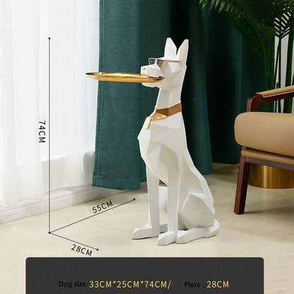 Waiter Dobermann Tray Statue