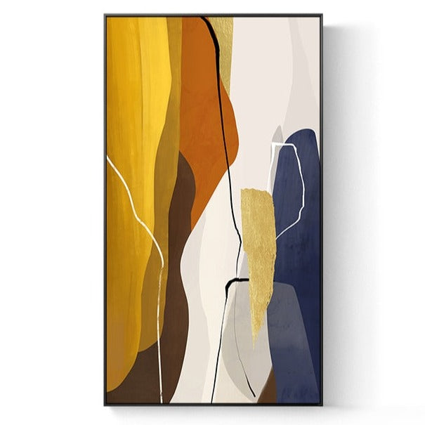 Abstract Yellow Brown White Canvas Art