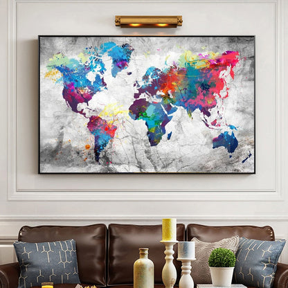 Colorful World Map Canvas Art