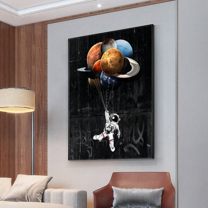 Cartoon Astronaut Wall Art Canvas