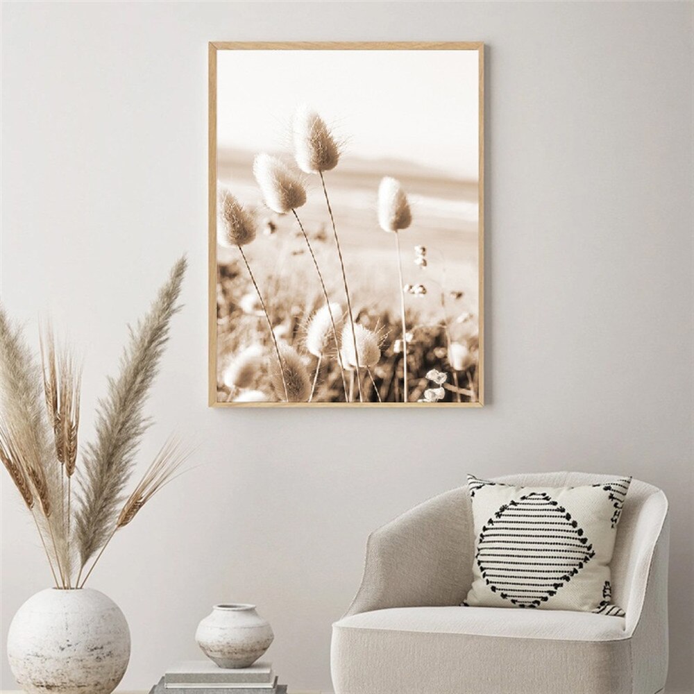 Brown Landscape Dandelion Elk Canvas Art