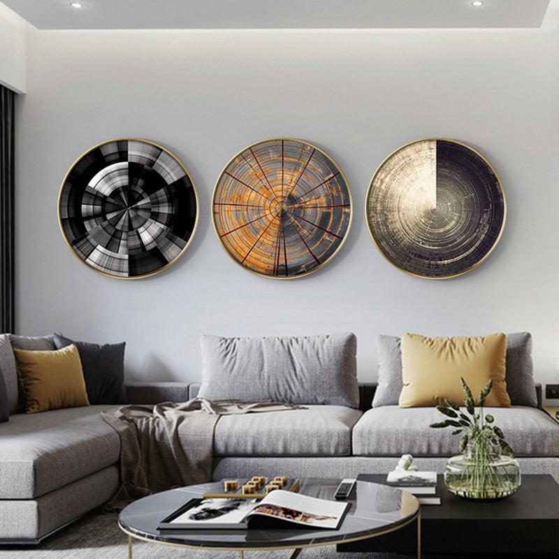 Industrial Abstract Round Canvas Art